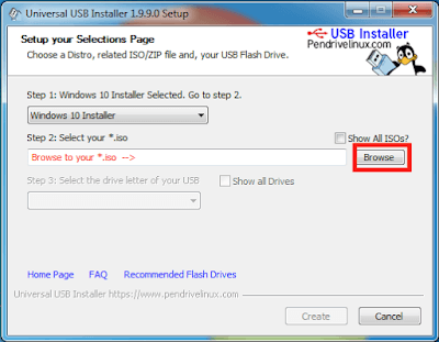installare windows 10 da USB Universal installer selezione iso