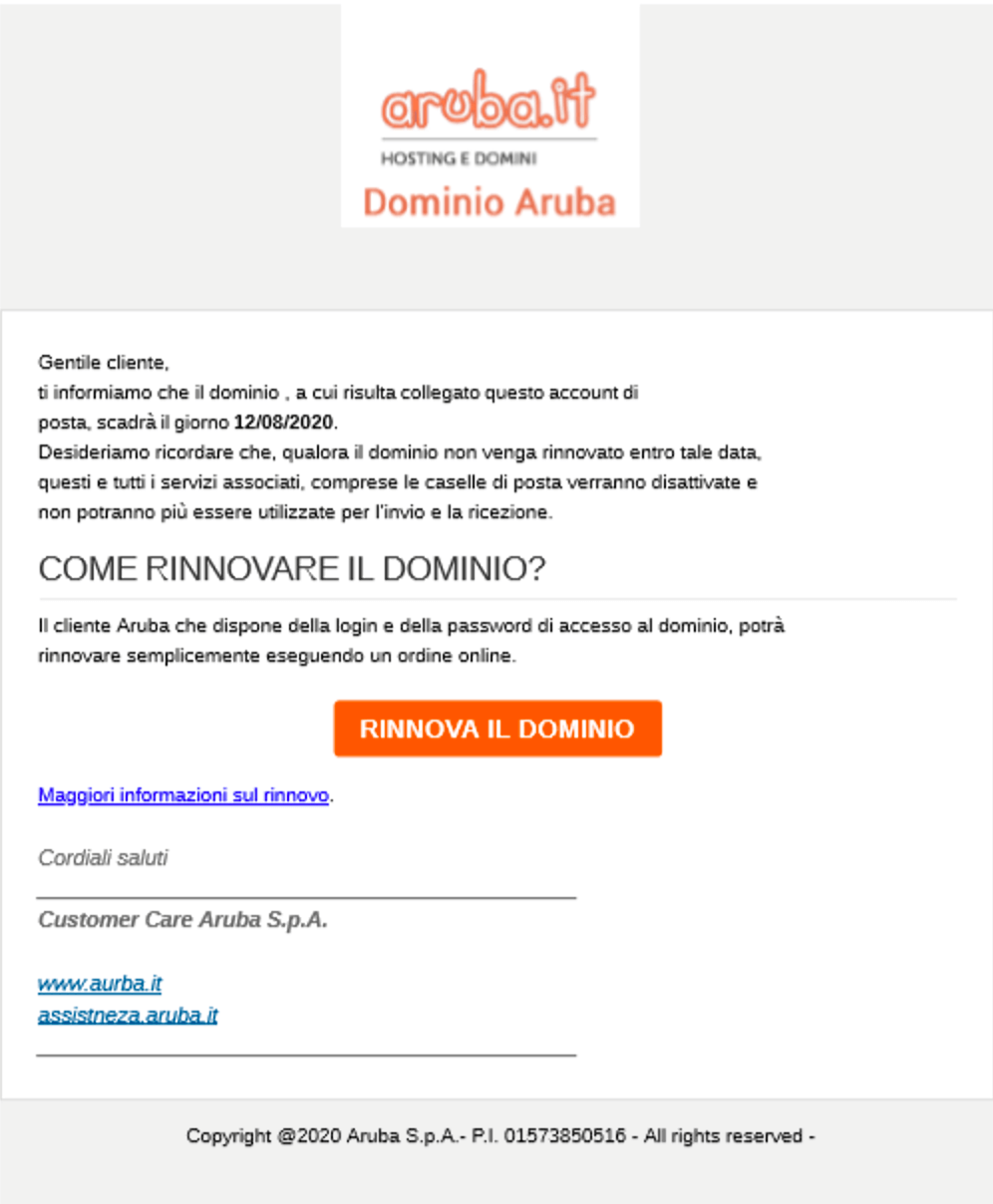 Truffa aruba rinnovo dominio pdf