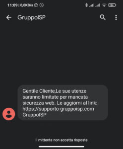 gruppo isp truffa sms