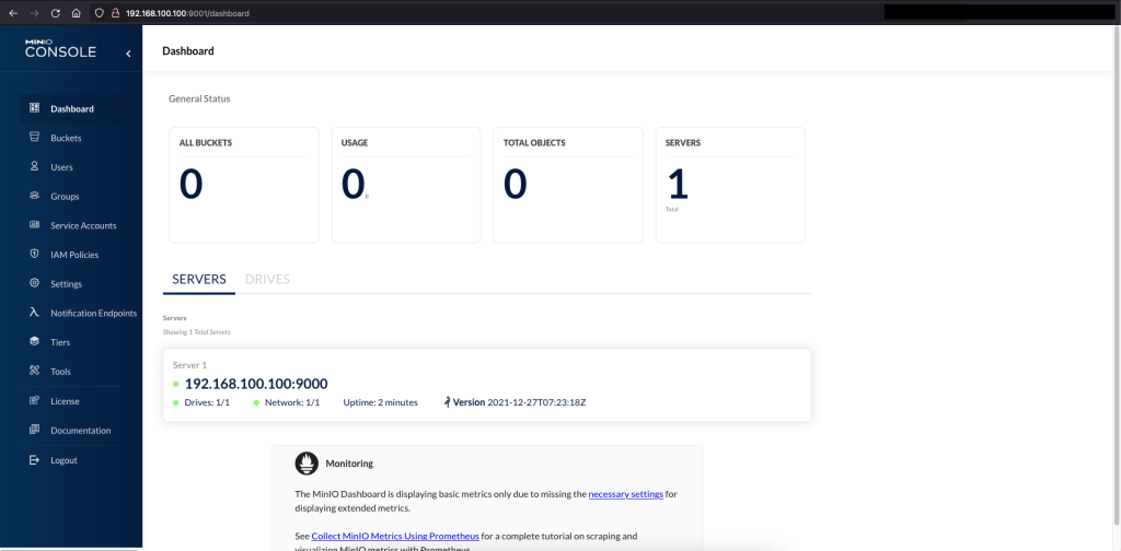 truenas s3 storage minio jail home console